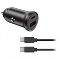 Ksix USB-A / USB-C Car Charger with USB-C Cable - 20W - Black