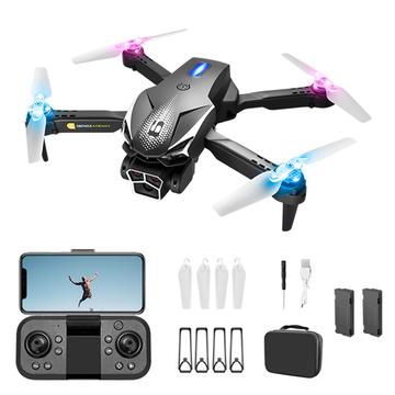 LU600 Składany dron RC do omijania przeszkód z chłodnym światłem - czarny