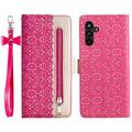 Etui z portfelem Lace Pattern do Samsung Galaxy S23 FE - Ciemny Róż