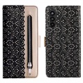 Etui z Portfelem Lace Pattern do Samsung Galaxy A13 5G - Czarne