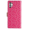 Etui z Portfelem Lace Pattern do Samsung Galaxy A13 - Ciemny Róż