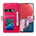 Etui z Portfelem Lace Pattern do Samsung Galaxy A13 - Ciemny Róż