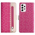 Etui z portfelem Lace Pattern do Samsung Galaxy A23 - Ciemny Róż