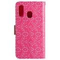 Etui z portfelem Lace Pattern do Samsung Galaxy A40 - Ciemny Róż