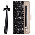 Etui z portfelem Lace Pattern do Samsung Galaxy S22 Ultra 5G - Czarne