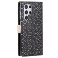 Etui z portfelem Lace Pattern do Samsung Galaxy S22 Ultra 5G - Czarne