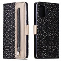 Etui z Portfelem Lace Pattern do Samsung Galaxy S20+ - Czarne