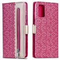 Etui z Portfelem Lace Pattern do Samsung Galaxy S20+ - Ciemny Róż