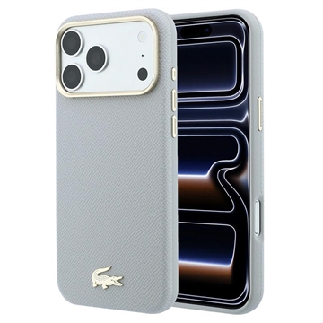 Etui iPhone 18 Pro Lacoste Champs Élysées - kompatybilne z MagSafe - Jasnoszary