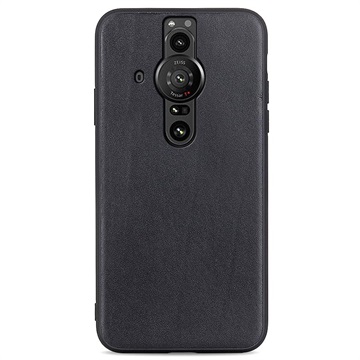 Sony Xperia Pro-I Pokryte Skórą Etui z TPU - Czarne
