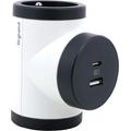 Legrand 049437 Obrotowa wtyczka podwójna z 2x bocznymi gniazdami 2P+T i USB-A/USB-C - biały / ciemnoszary