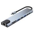 Lippa 8-in-1 87W USB-C Hub - PD, 4K - Szary