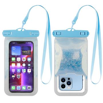 Uniwersalne wodoodporne etui w płynie z brokatem IPX8 - 7.2" - niebieski