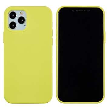 iPhone 12 Pro Max Etui z Ciekłego Silikonu - Żółty