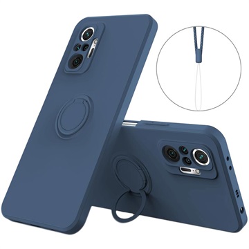 Xiaomi Redmi Note 10 Pro Etui Liquid Silicone z Uchwytem Ring - Błękit