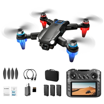 M9 Dron FPV z bezszczotkowym silnikiem, dwiema kamerami HD i funkcją omijania przeszkód - czarny