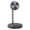 MCDODO CH-215 MDD Cooling Series 15W Wireless Charging 2-w-1 Magnetyczna ładowarka bezprzewodowa Uchwyt biurkowy Radiator rozpraszający ciepło Stojak na telefon - szary