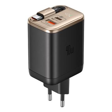 Szybka ładowarka Mcdodo CH-4281 40W GaN z 65cm zwijanym kablem USB-C i portami USB-C, USB-A - Pustynne złoto