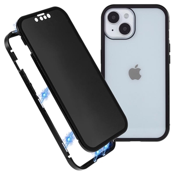 Magnetyczne Etui ze Szkłem Hartowanym Zapewniającym Prywatność do iPhone 15 - Czarne