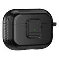 Etui magnetyczne do słuchawek Apple AirPods Pro, zapinane etui na słuchawki Bluetooth z TPU z karabińczykiem - czarne