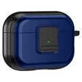 Etui magnetyczne do słuchawek Apple AirPods Pro, zapinane etui na słuchawki Bluetooth z TPU z karabińczykiem - czarny + niebieski