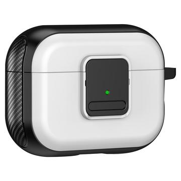 Etui magnetyczne do słuchawek Apple AirPods Pro, zapinane etui na słuchawki Bluetooth z TPU z karabińczykiem - czarny + biały