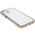 Magnetyczne Etui z Tyłem ze Szkła Hartowanego do iPhone 13 Mini - Złoto