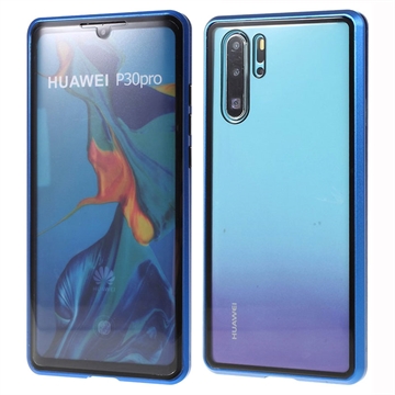 Huawei P30 Pro Magnetyczne Etui ze Szkłem Hartowanym - Błękit