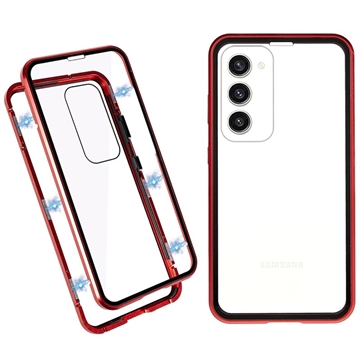 Samsung Galaxy S23 5G Magnetyczne Etui z Hartowanym Szkłem - Czerwień