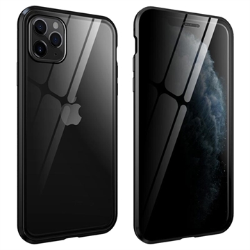 iPhone 11 Pro Magnetyczne Etui z Hartowanym Szkłem - Prywatyzująca - Czarne