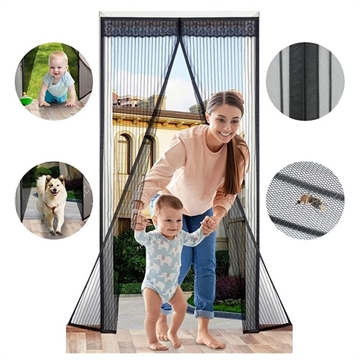 Kurtyna drzwiowa z siatki magnetycznej - 120x210cm - czarna