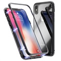 Magnetyczne Etui z Tyłem ze Szkła Hartowanego do iPhone X - Czarne