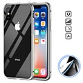 Magnetyczne Etui z Tyłem ze Szkła Hartowanego do iPhone X - Szare