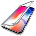 Magnetyczne Etui z Tyłem ze Szkła Hartowanego do iPhone X - Szare