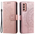 Etui z Portfelem z Serii Mandala do Samsung Galaxy A14/A14 5G - Różowe Złoto