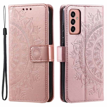 Etui z Portfelem z Serii Mandala do Samsung Galaxy A14/A14 5G - Różowe Złoto