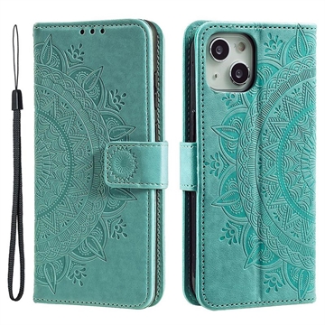 Etui z Portfelem z Serii Mandala do iPhone 14 - Zieleń