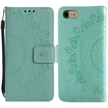 iPhone 7 8 SE (2020)/SE (2022) Etui z Portfelem z Serii Mandala - Niebieskozielony