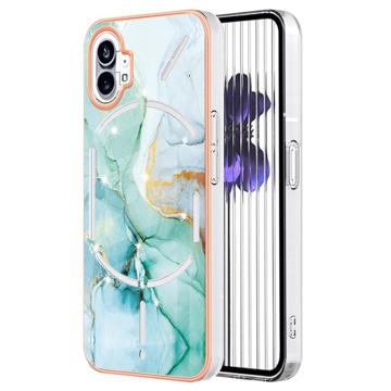 Nothing Phone (1) - Galwanizowane Etui IMD z TPU z Deseniem Marmuru - Zielony