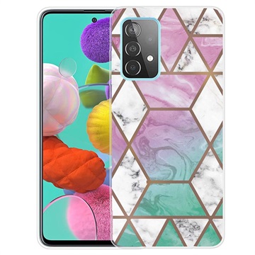  Samsung Galaxy A32 (4G) Etui Marble Pattern z TPU - Róż / Cyjan