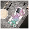  Samsung Galaxy A32 (4G) Etui Marble Pattern z TPU - Róż / Cyjan