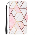 Samsung Galaxy Xcover 5 Pokrowiec-Portfel Marble Pattern - Róz / Biel