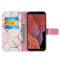 Samsung Galaxy Xcover 5 Pokrowiec-Portfel Marble Pattern - Róz / Biel