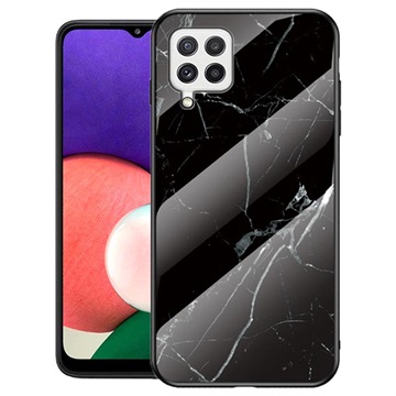 Samsung Galaxy A22 4G Etui Marble Series z Hartowanego Szkła - Czarne