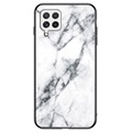 Samsung Galaxy A22 4G Etui Marble Series z Hartowanego Szkła - Białe