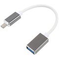 Przewodowy Adapter MicroUSB / USB OTG - 16cm - Biały / Srebrny