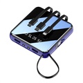 Mini Powerbank 10000mAh - 2x USB, Lightning, USB-C, MicroUSB - Błękit