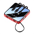 Mini Powerbank 10000mAh - 2x USB, Lightning, USB-C, MicroUSB - Czerwień