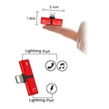 Mini Adapter 2-w-1 Lightning w Kształcie T - iPhone XS Max/XS/XR - Czerwony