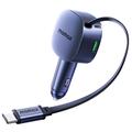 Ładowarka samochodowa Momax 60W ze zwijanym kablem USB-C - ciemnoszara